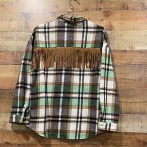 Shein Plaid Flannel Shirt Jacket Size XL